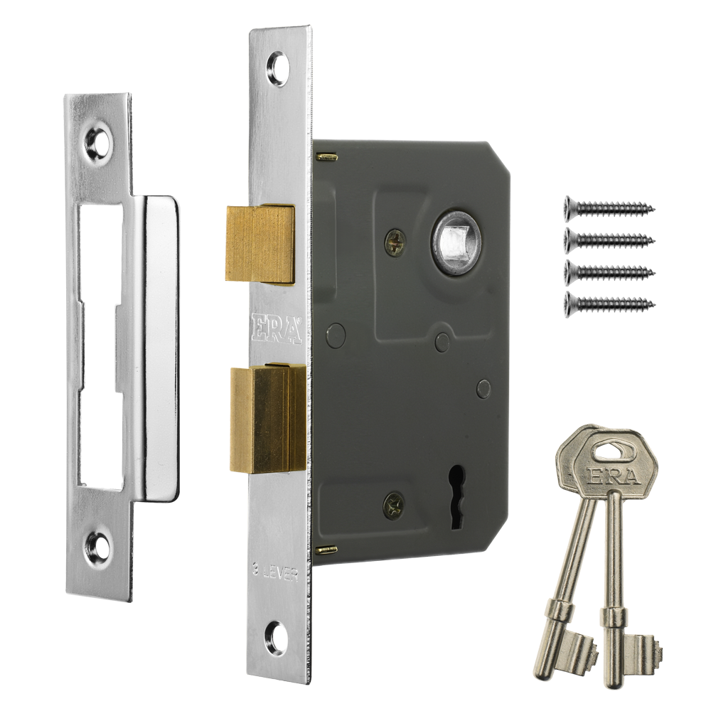 ERA 473 & 573 3 Lever Sashlock - 75mm Chrome Boxed