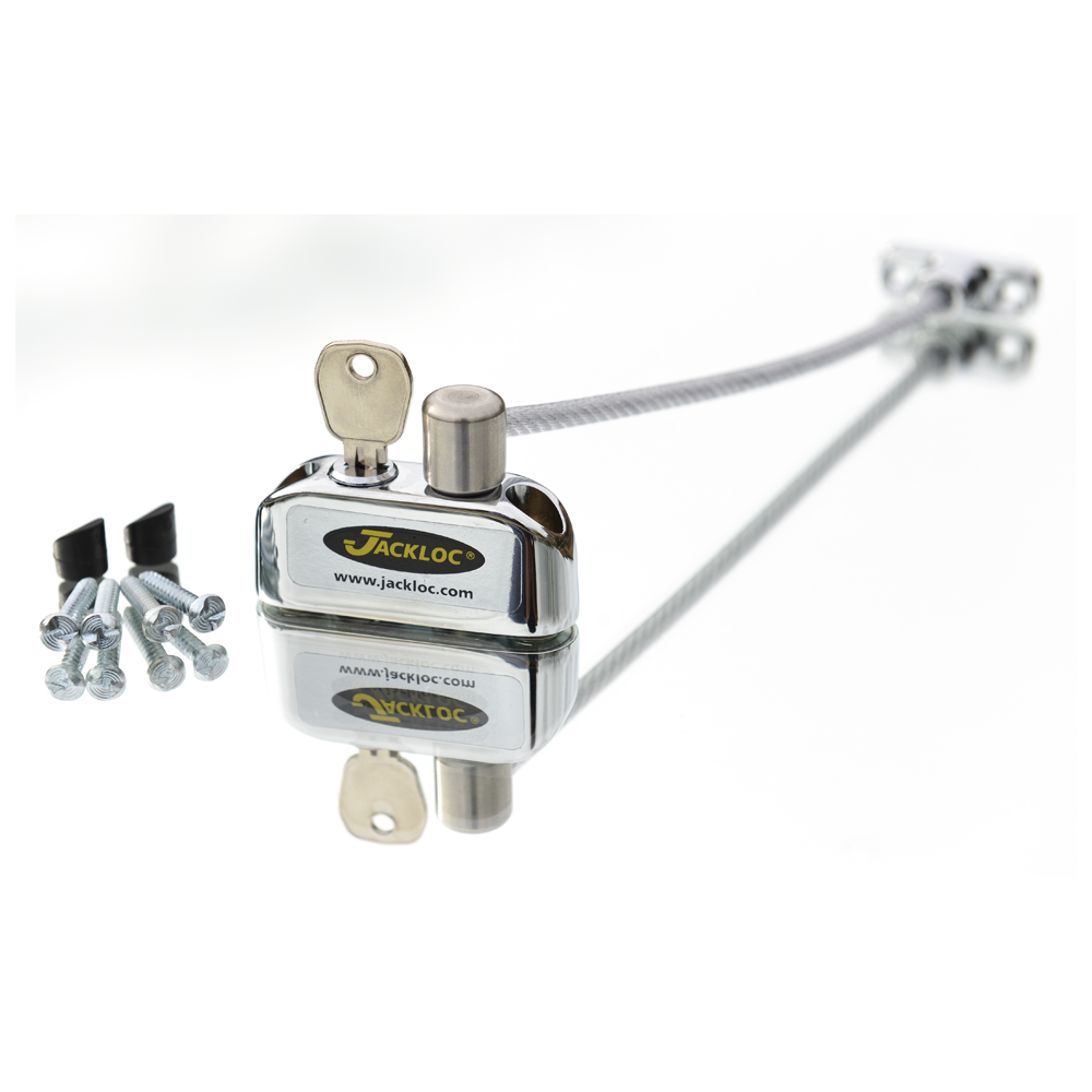 JACKLOC Pro-5 Lockable Cable Window Lock - Chrome (clear sleeve)