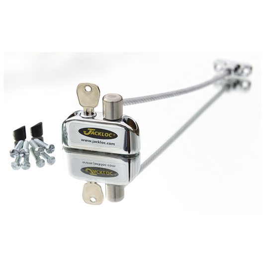 JACKLOC Pro-5 Lockable Cable Window Lock - Chrome (clear sleeve)