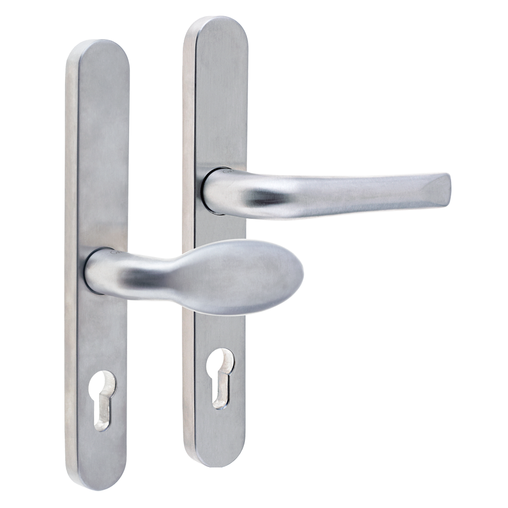 MILA Supa 92/62mm Sprung Lever/Pad - 240mm Backplate - Brushed Stainless Steel