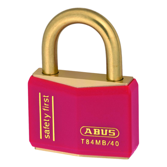 ABUS T84MB Series Brass Open Shackle Padlock - 43mm Brass Shackle KD (22715) Red T84MB/40 Boxed