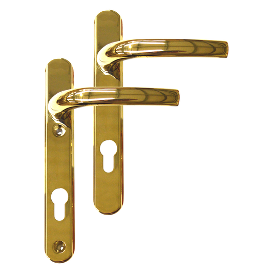 Greenteq Alpha 92 Lever/Lever UPVC Furniture - 220mm Backplate - Gold