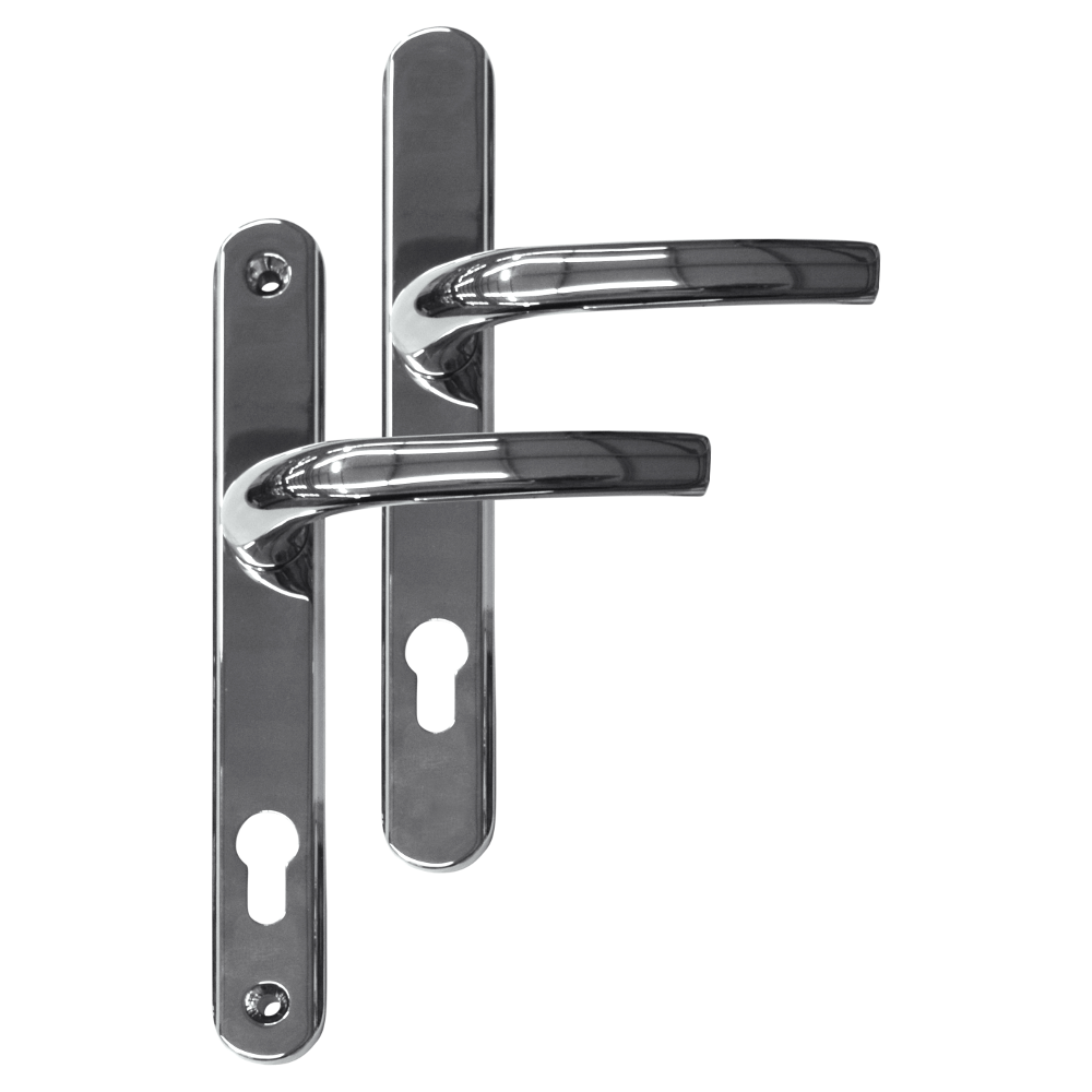 Greenteq Alpha 92 Lever/Lever UPVC Furniture - 250mm Backplate - Polished Chrome
