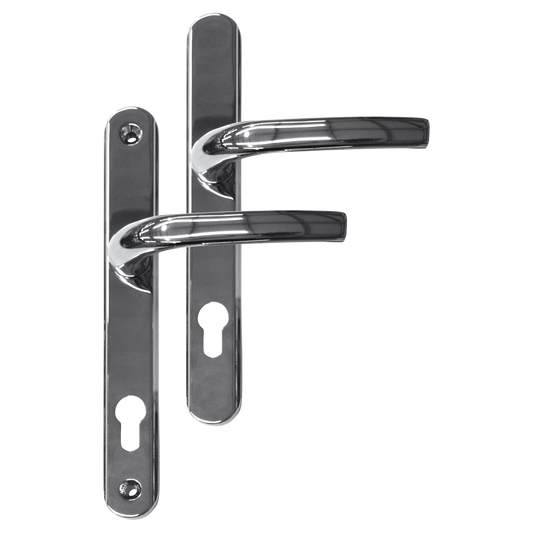 Greenteq Alpha 92 Lever/Lever UPVC Furniture - 250mm Backplate - Polished Chrome