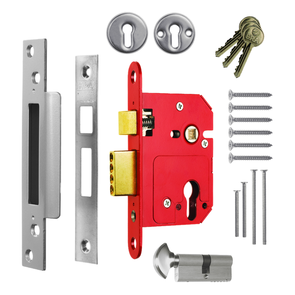 ERA 234 Fortress BS Euro Keyless Egress Key & Turn Sashlock With Cylinder - 64mm PC KD Boxed