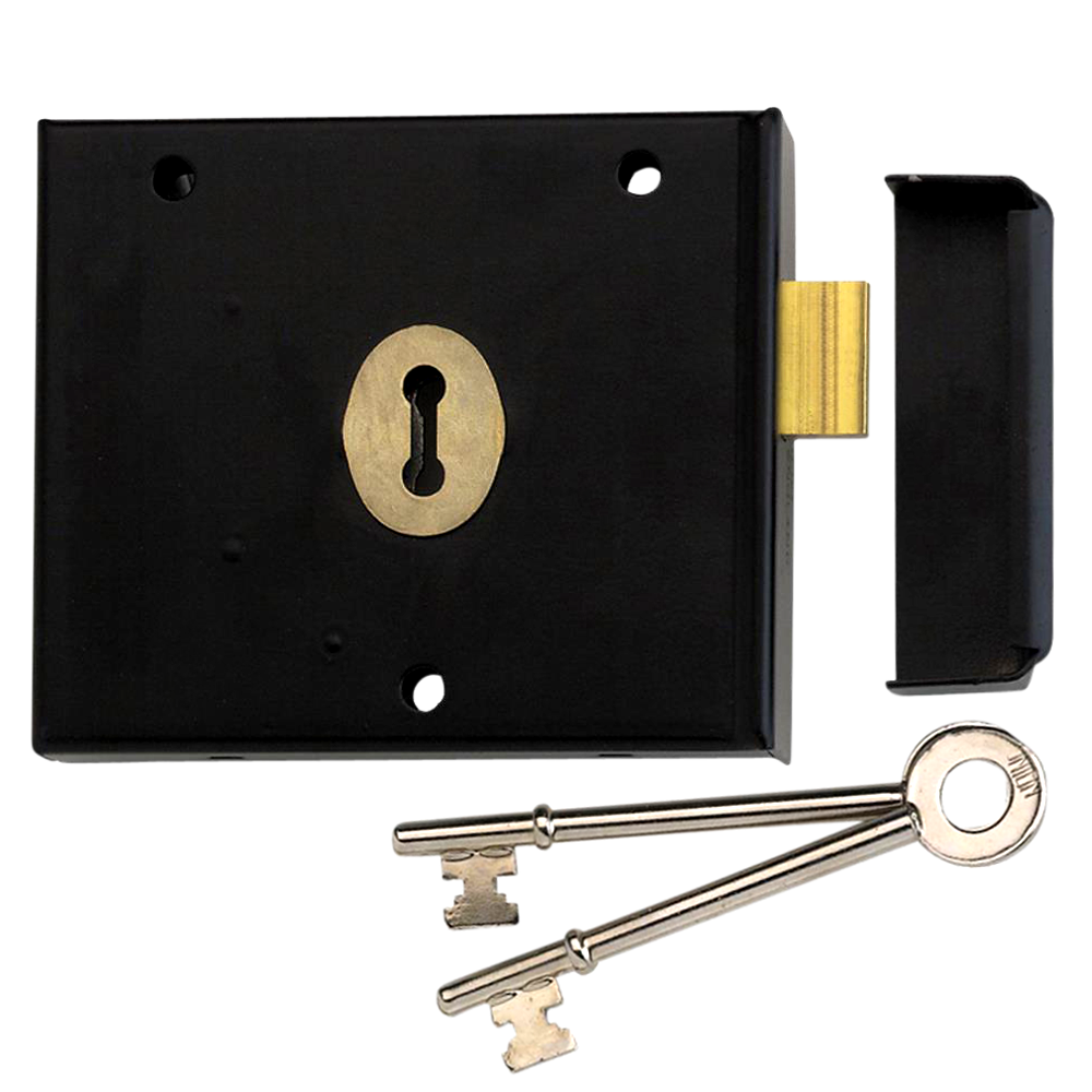 UNION 1116 1 Lever Rim Deadlock - 108mm BLK Boxed KA
