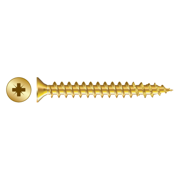 RAPIERSTAR Sharp Point Wood Screw - Countersunk - 3.5mm x 25mm - YP (Qty 200)