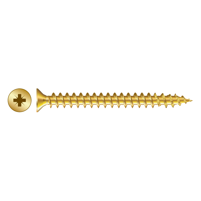RAPIERSTAR Sharp Point Wood Screw - Countersunk - 3.5mm x 30mm - YP (Qty 200)