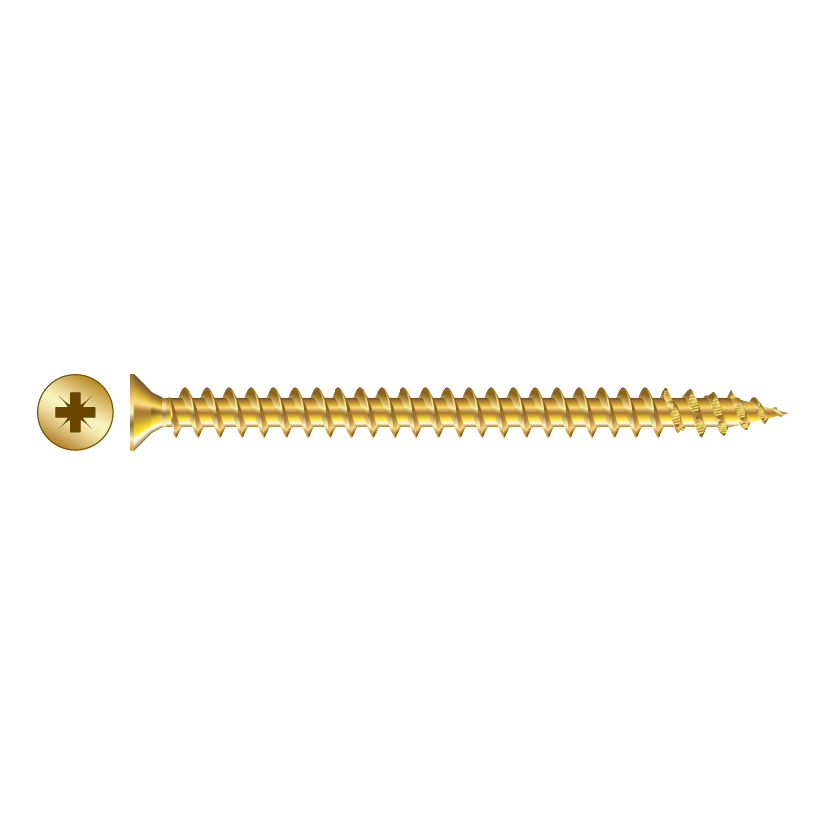 RAPIERSTAR Sharp Point Wood Screw - Countersunk - 5.0mm x 40mm - YP (Qty 200)