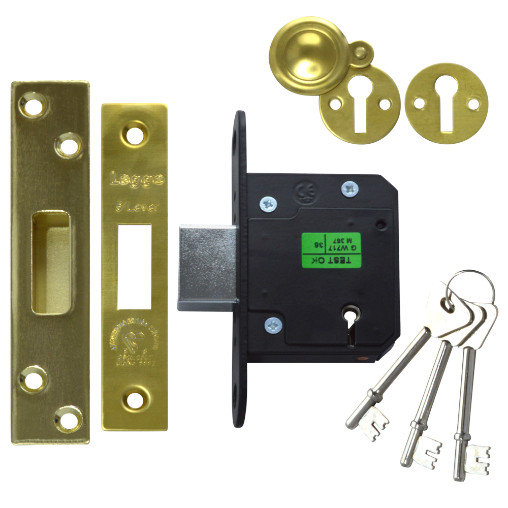 LEGGE New Style N5641 & N5761 5 Lever Deadlock - 64mm PB KD Boxed