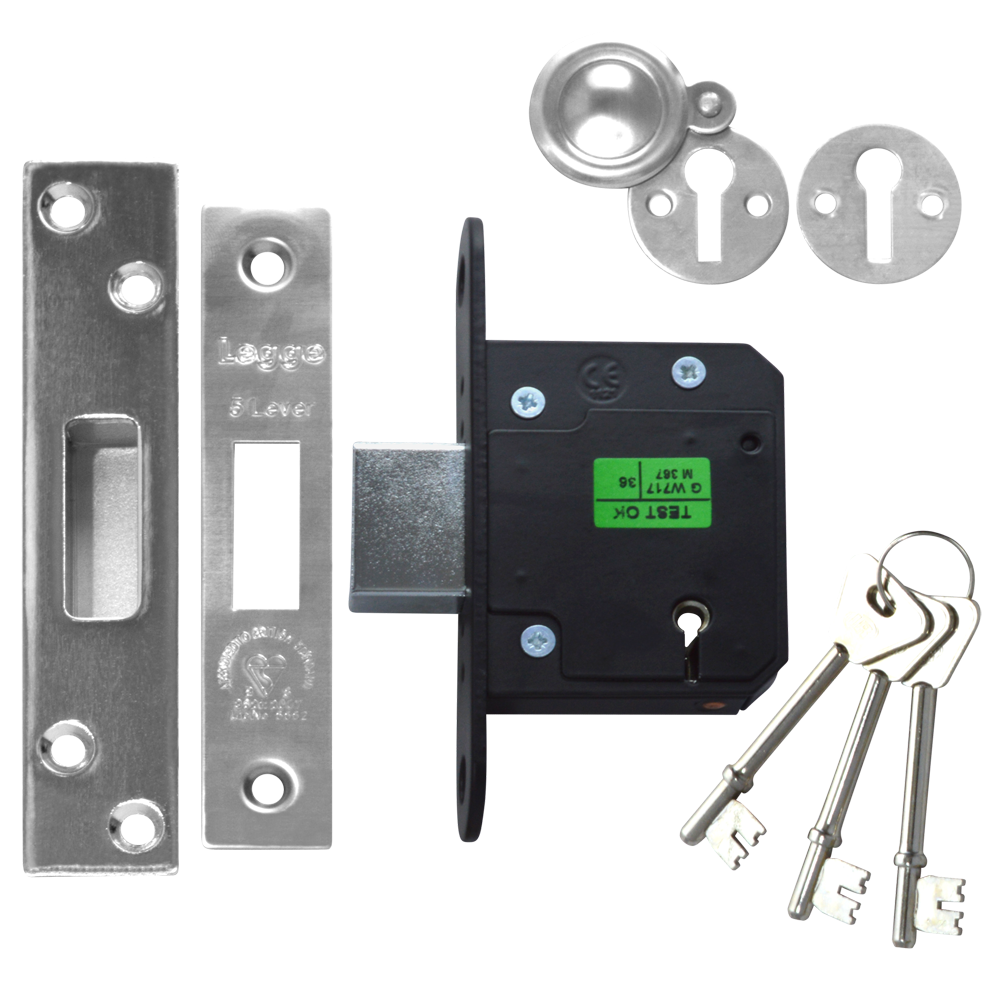 LEGGE New Style N5641 & N5761 5 Lever Deadlock - 64mm SS KD Boxed