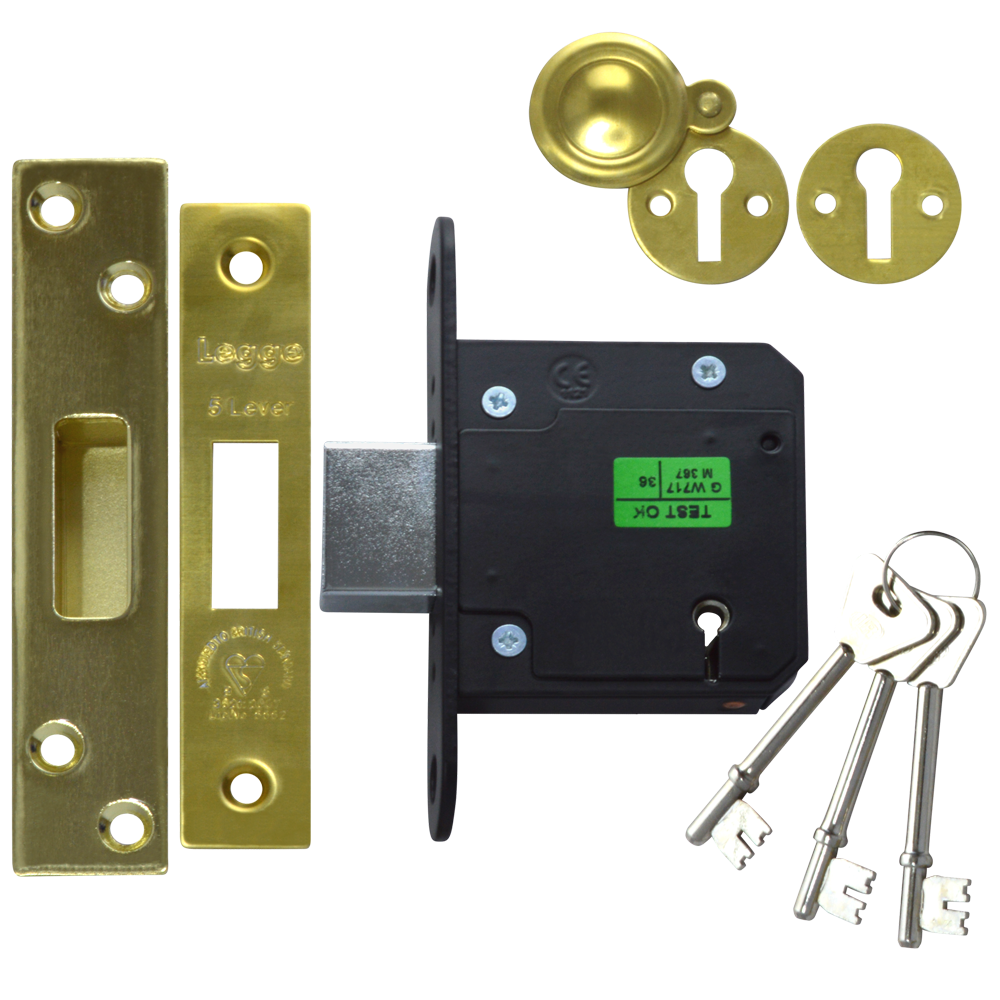 LEGGE New Style N5641 & N5761 5 Lever Deadlock - 76mm PB KD Boxed