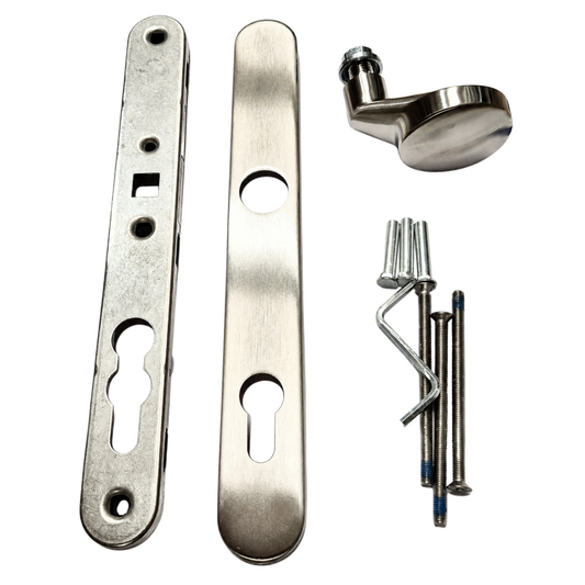 GU B-72640-61-0-8 BKS Narrow Stile Half-Set Knob With Backplate - Satin Stainless Steel