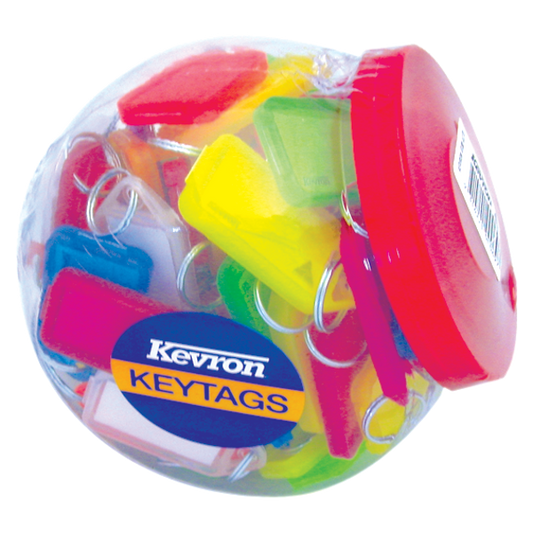 KEVRON  ID30 Giant Tags Display Tub 70pcs Assorted Colours - Assorted Colours x 70