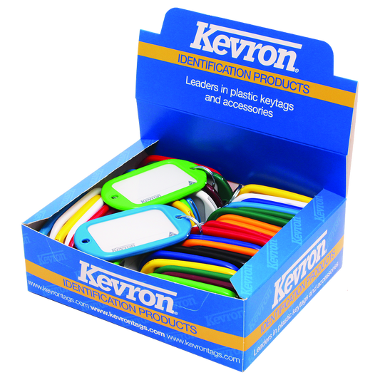 KEVRON ID10 Jumbo Key Tags Tub of 40 Assorted Colours - Assorted Colours x 40
