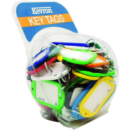 KEVRON ID10 Jumbo Key Tags Counter Tub 60pcs Assorted Colours - Assorted Colours x 60