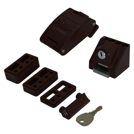 JACKLOC Titan Robust Folding Window Restrictor - Brown