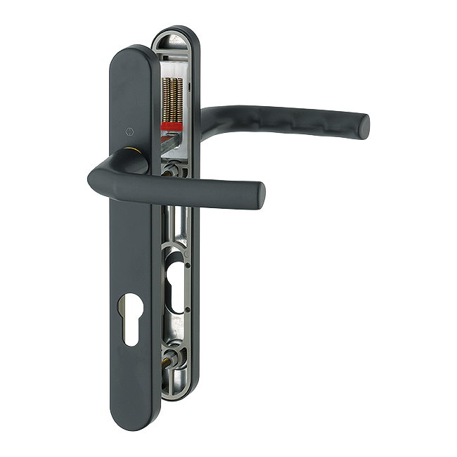 HOPPE Birmingham 92mm UPVC Lever Door Furniture 122mm Screw Centers 1117/3811N - Black