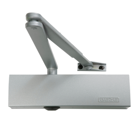 GEZE TS2000NV Size 2-4 Overhead Door Closer - Silver (With Backcheck)
