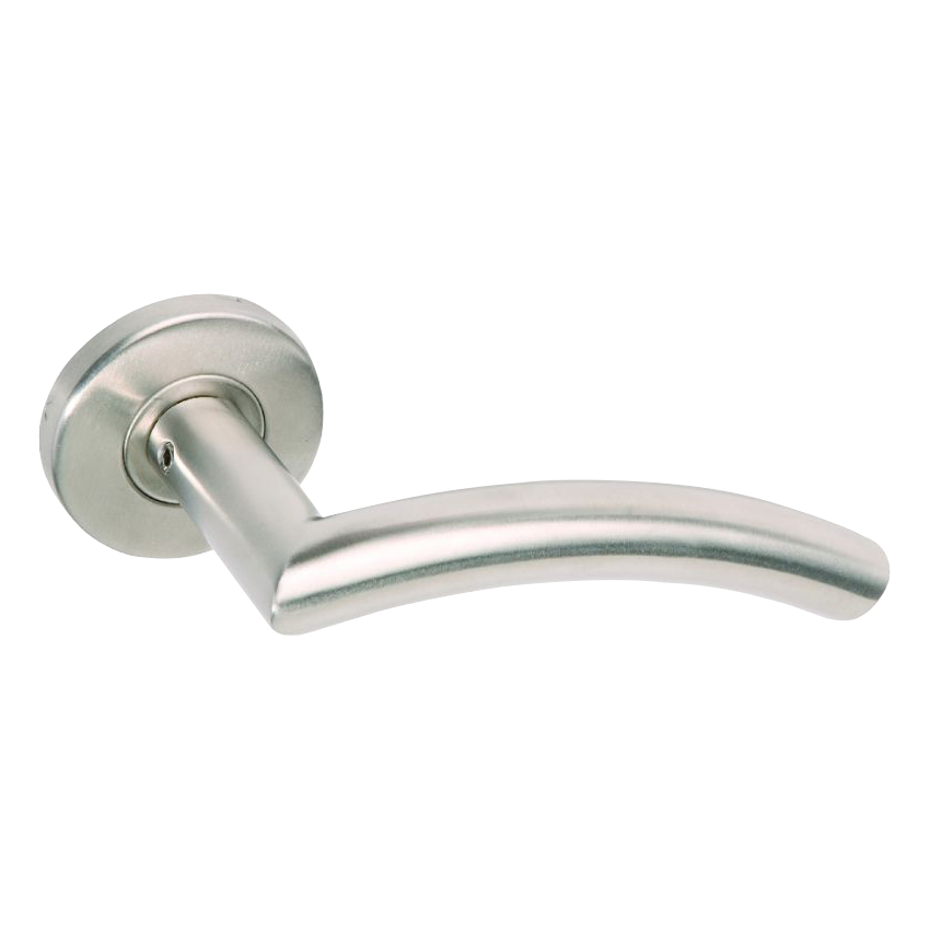 BRITON Curved Mitred Lever on Rose with Round Bar - Curved Mitred 4205.19.SS