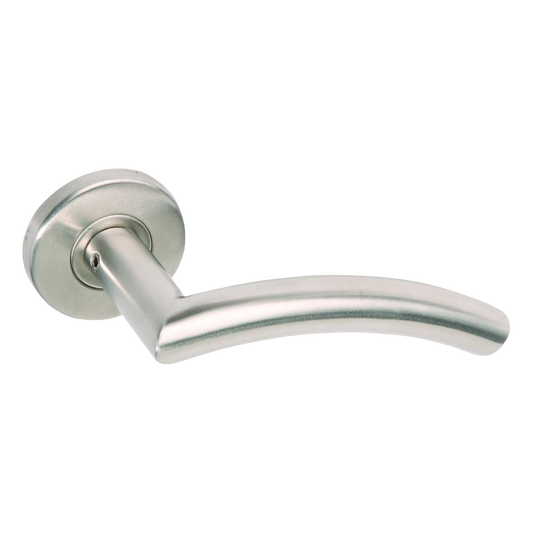 BRITON Curved Mitred Lever on Rose with Round Bar - Curved Mitred 4205.19.SS