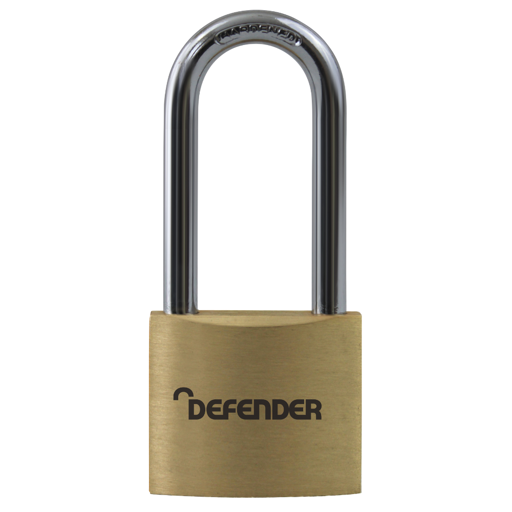 DEFENDER Brass Long Shackle Padlock - 40mm KD Long Shackle