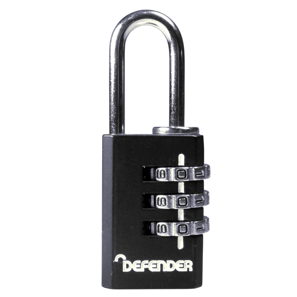 DEFENDER Black Diecast Combination Padlock - 20mm