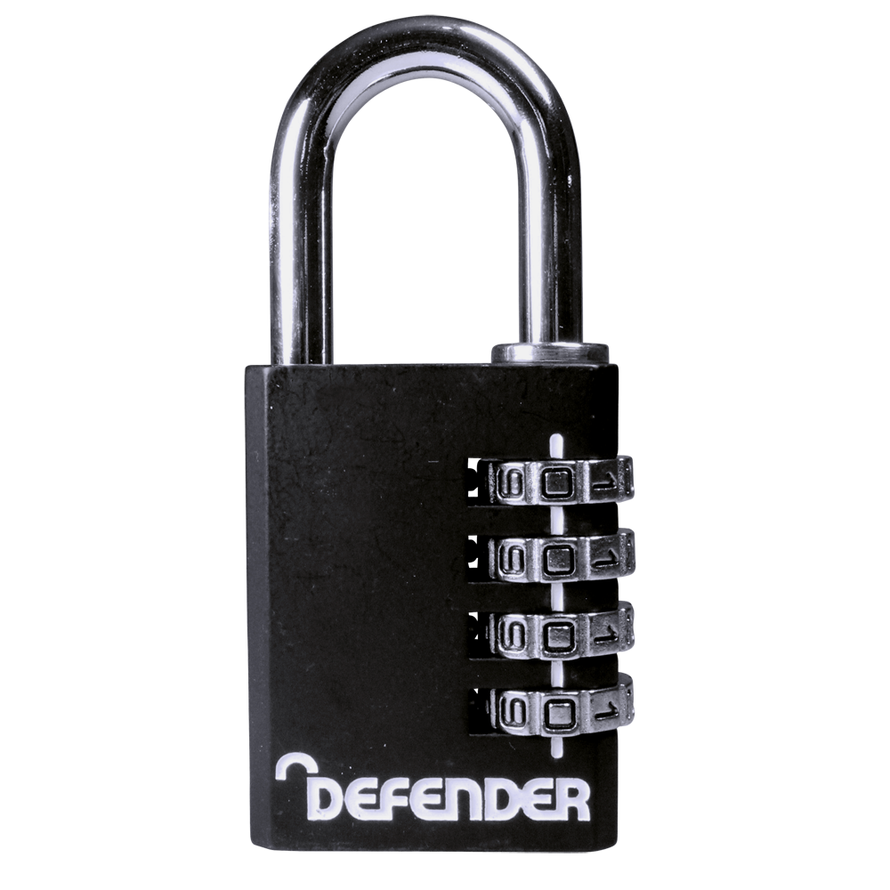 DEFENDER Black Diecast Combination Padlock - 40mm