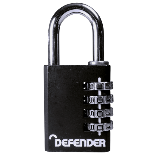 DEFENDER Black Diecast Combination Padlock - 40mm