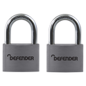 DEFENDER Aluminium Open Shackle Padlock - 40mm KA Twin Pack