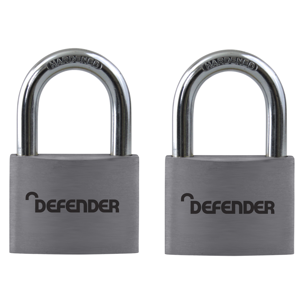 DEFENDER Aluminium Open Shackle Padlock - 40mm KA Twin Pack