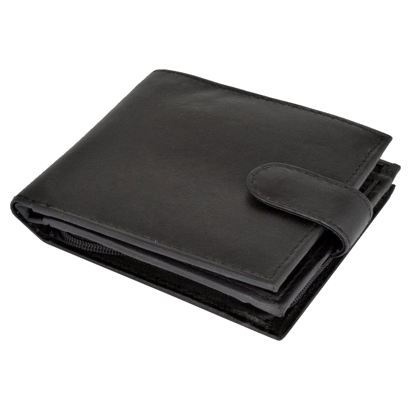 BEE-SECURE Black Leather Bifold RFID Wallet With Coin Purse - With Coin Purse