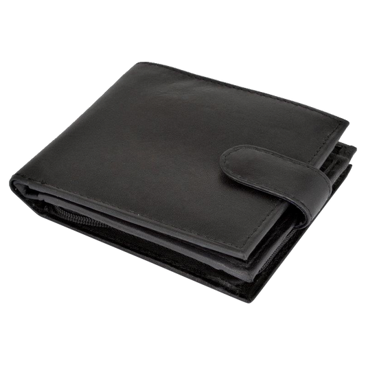 BEE-SECURE Black Leather Bifold RFID Wallet With Coin Purse - With Coin Purse