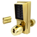 DORMAKABA Series 1000 1041B Knob Operated Digital Lock With Key Override & Passage Set - PB With Cylinder 1041B-03