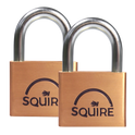 SQUIRE Lion Brass Open Shackle Padlock KA - 50mm Pack of 2 LN5T
