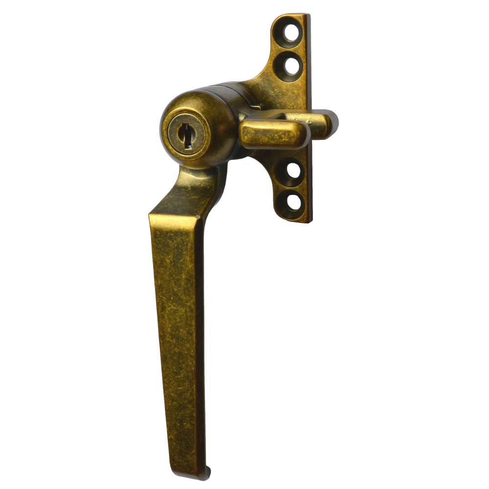 STEEL WINDOW FITTINGS B195 Key Locking Window Handle - LH Antique Brass