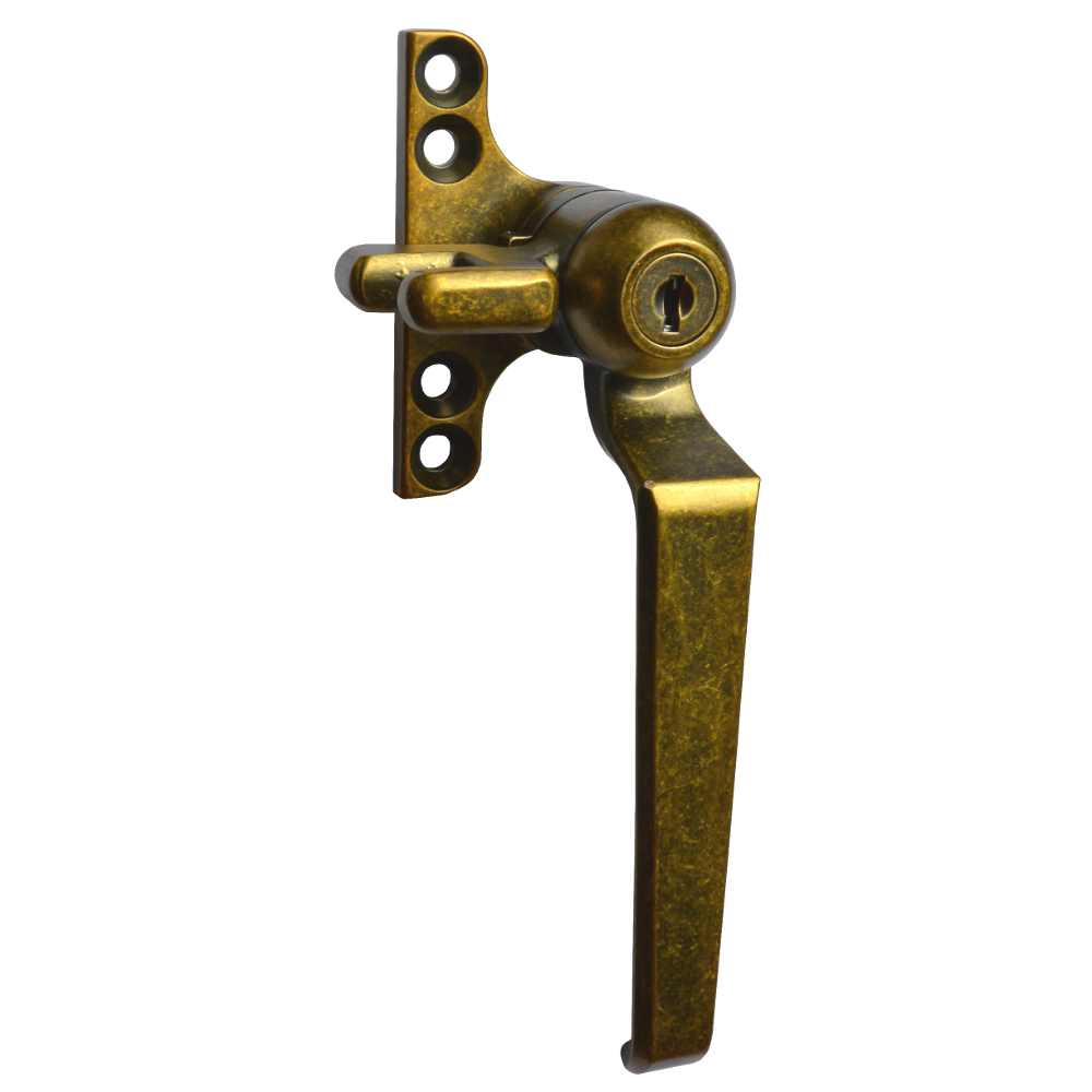 STEEL WINDOW FITTINGS B195 Key Locking Window Handle - RH Antique Brass