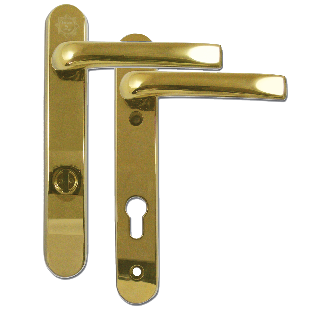 MILA Kite Secure PAS24 2 Star 220mm Lever/Lever Door Furniture - Gold - Bagged