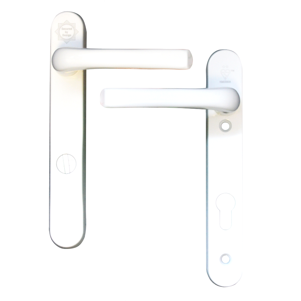 MILA Kite Secure PAS24 2 Star 220mm Lever/Lever Door Furniture - White - Bagged