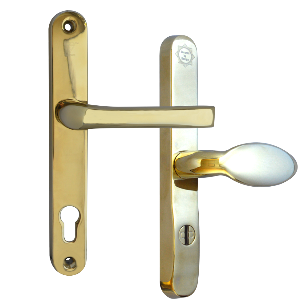 MILA Kite Secure PAS24 2 Star 240mm Lever/Pad Door Furniture 92/62 Centres - Gold - Bagged
