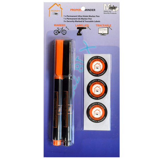 MINDER Property Minder UV Pen & Ink Marker Pen Pack - Permanent Ink & UV