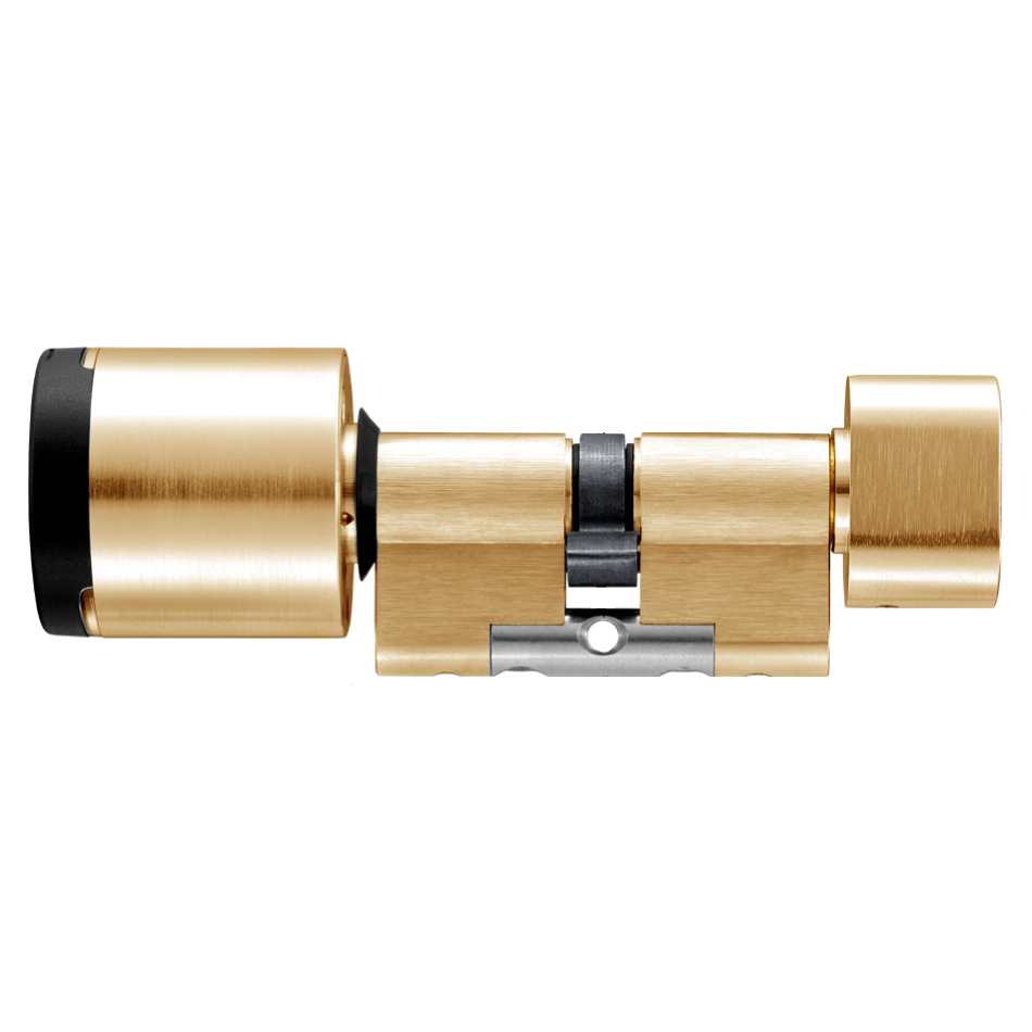 EVVA AirKey Euro Double Proximity & Turn Cylinder - Sizes 97mm to 122mm Polished Brass