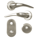HOOPLY FT09 Lever Handle On Rose & Escutcheon Set with Thumbturn - Stainless Steel - Left Hand