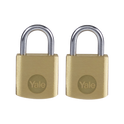 YALE Y110B Brass Open Shackle Padlock - 20mm Pack of 2 Keyed Alike
