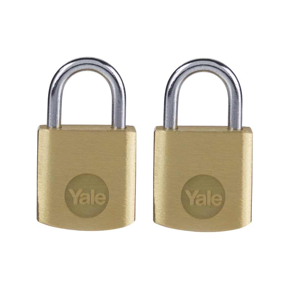 YALE Y110B Brass Open Shackle Padlock - 20mm Pack of 2 Keyed Alike