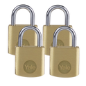 YALE Y110B Brass Open Shackle Padlock - 20mm Pack of 4 Keyed Alike
