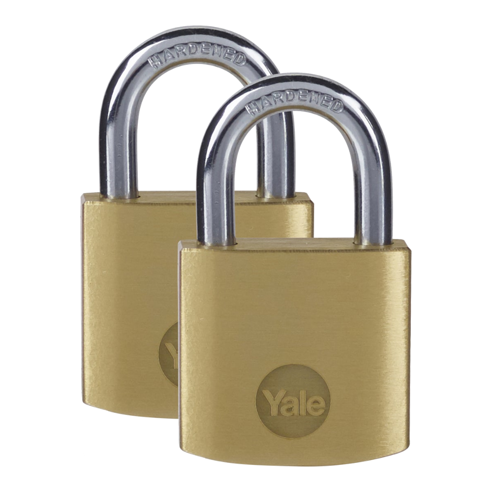 YALE Y110B Brass Open Shackle Padlock - 25mm Pack of 2 Keyed Alike