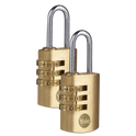 YALE Y150B Brass Open Shackle Combination Padlock - 22mm - Pack of 2