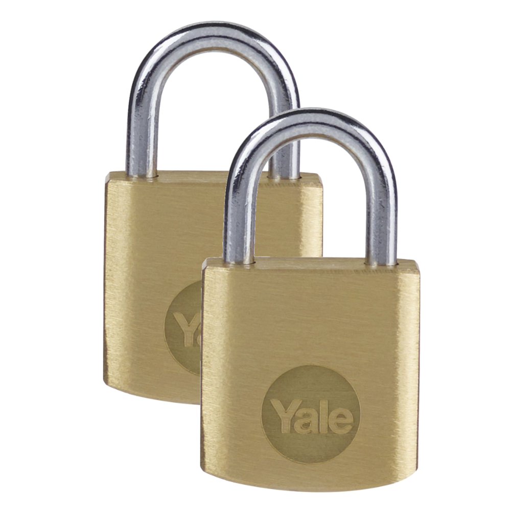YALE Y110B Brass Open Shackle Padlock - 40mm Pack of 2 Keyed Alike