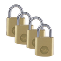 YALE Y110B Brass Open Shackle Padlock - 40mm Pack of 4 Keyed Alike